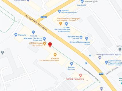 Видеоборд A в Борисполе Київський шлях вул., 76 А, аптека "Вітамін", прайс за ролик 10 сек 1 вихід/5 хвилин, з 8:00-22:00. Розрахунок для інших параметрів трансляції уточнюйте у менеджера. - 301240 схема