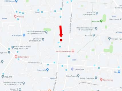 Билборд  в Киеве, 3x6  Бальзака вул., 77, в сторону супермаркету "Нова лінія", Олександри Екстер вул. (Цвєтаєвої Марини) схема