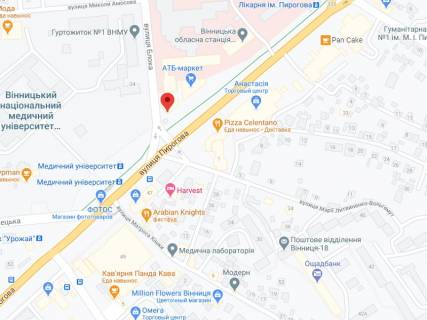Видеоборд A в Виннице Пирогова вул., 52а, аптека "Конекс", прайс за ролик 10 сек 1 вихід/5 хвилин, на двосторонньому екрані, від 144 виходів на день. Розрахунок для інших параметрів трансляції уточнюйте у менеджера. - 301270 схема