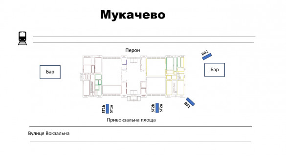 Билборд A в Мукачеве, 3x6  Вокзальна вул., 3, Привокзальна площа схема