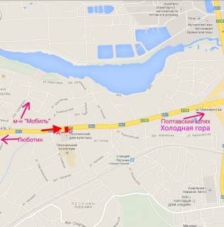 Билборд A в Песочине, 3x6  Полтавський шлях, с. Пісочин, будинок культури, в центр схема
