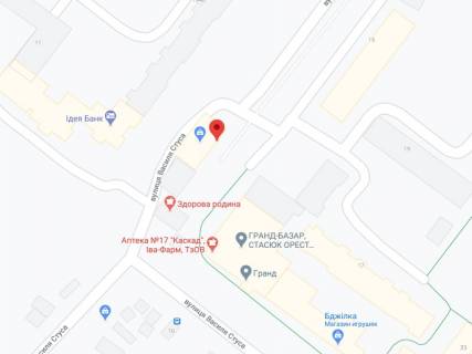 Видеоборд A в Ивано-Франковске Стуса вул., 13А, аптека "Мед Сервіс", №Л019, прайс за ролик 10 сек 1 вихід/5 хвилин, з 8:00-22:00. Розрахунок для інших параметрів трансляції уточнюйте у менеджера. - 301369 схема