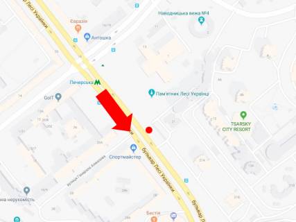 Беклайт  у Києві, 2.3x3.14  Українки бул., 21, в сторону Миколи Міхновського бульвар (Дружби Народів бульвар), з центру схема