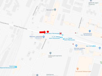 Билборд  в Харькове, 3x6  Георгія Тарасенка (Плеханівська) вул. - Вузлова вул. (Балашовська), біля ст. м. Заводська (Завод імені Малишева), супермаркетів Рост, Comfy, з центру схема