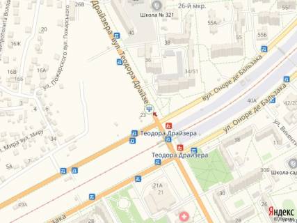Билборд B в Киеве Драйзера вул., 34-51 - Бальзака вул. схема