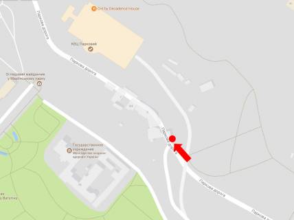 Ситилайт A в Киеве, 1.8x1.2  Паркова дорога вул., 3/5, перед КВЦ "Парковий", в бік Грушевського вул., Європейської пл. схема