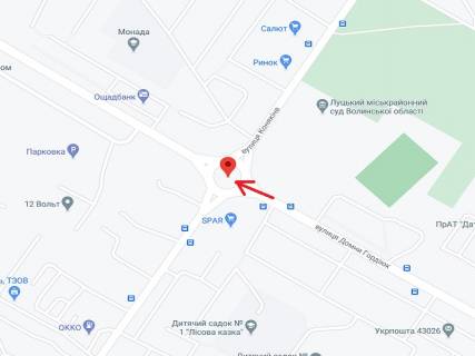 Білборд, Бігборд (Борд)  A у Луцьку Конякіна вул. - Захисників України (колишня Гордіюк)вул. схема