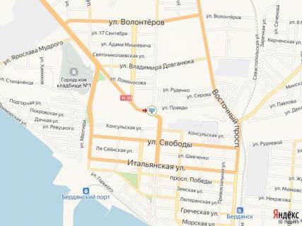 Билборд B в Бердянске Мелитопольское шоссе, спуск со средней горы схема