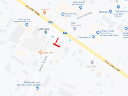 Билборд B в Хмельницком Трудова вул., навпроти ринку автозапчастин схема