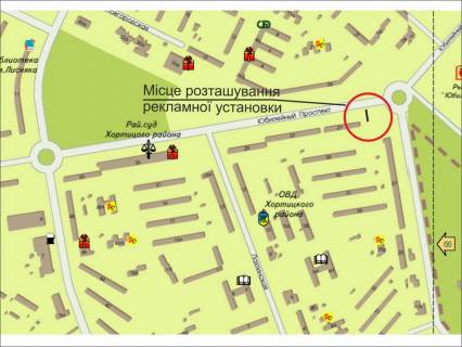 Билборд B в Запорожье Ювілейний пр. - Запорізького козацтва вул. схема