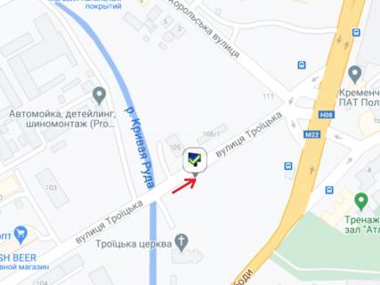 Билборд A в Кременчуге Троїцька вул. (колиш. Красіна вул.), 105, навпроти схема