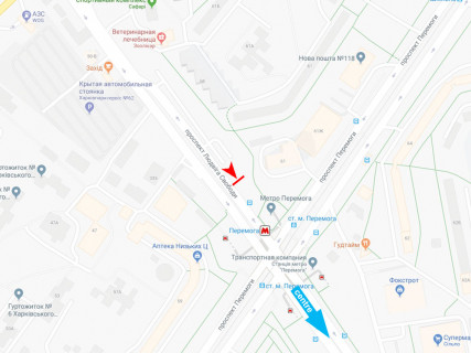 Білборд, Бігборд (Борд)  B у Харкові, 3x6  Свободи пр. - Перемоги пр., 61а, в центр схема