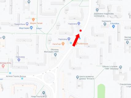Білборд, Бігборд (Борд)  B у Києві, 3x6  просп. Володимира Івасюка (Героїв Сталінграда)., 61 в сторону вул. Північній схема