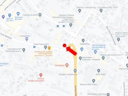 Billboard A in Ternopil, 3x6  Zivova st., 2, v bik Central'nogo rinku scheme