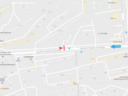 Билборд B в Харькове, 3x6  Байрона (кол. Героїв Сталінграда) пр., 165, з центру схема
