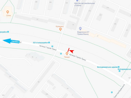 Billboard A in Kharkiv, 3x6  Нескорених (кол. Героїв Праці) вул., 35, в центр scheme