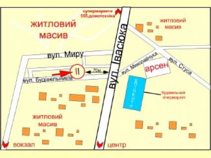 Билборд  в Ивано-Франковске, 3x6  Івана-Павла II вул. (кол. Будівельників вул.), 19, в сторону Івасюка вул. схема
