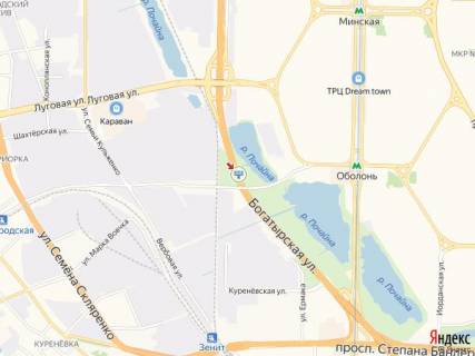 Билборд A в Киеве Богатирська вул., роздільник біля ж/д моста, в сторону ст.м. Почайна (колишня Петрівка) схема