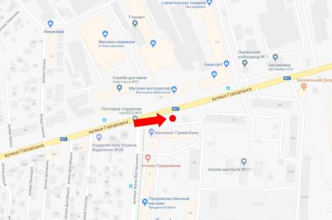 Ситилайт A в Львове, 1.8x1.2  Городоцька вул., 249 - вул. Виговського зуп. "Мотозавод", в центр схема