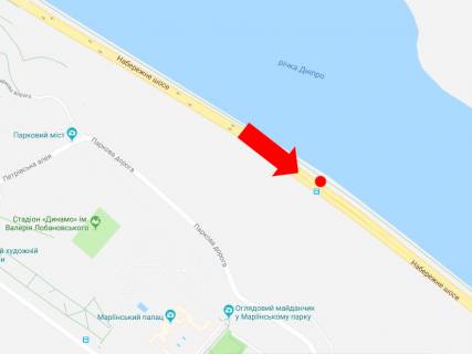 Бэклайт  в Киеве, 2.3x3.14  Набережне шосе вул., 1100 м. до ст.м. "Дніпро", з боку Подолу схема