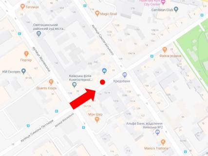 Сiтiлайт  у Києві, 1.8x1.2  Петлюри вул., 28 / вул. Жилянська, в сторону вул. Саксаганського схема
