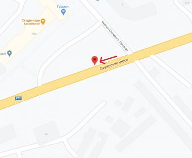 Билборд A в Белой Церкви, 3х6  Вул. Сквирське шосе (Зелена зона, навпроти дитячої стомат. поліклініки) схема