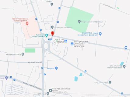 Билборд B в Ивано-Франковске, 3x6  Бандери вул. - Побутова (колиш. Ребета) вул. схема