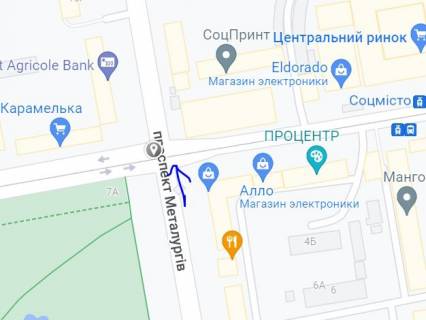 Билборд A в Кривом Роге, 3x6  Металургів пр. - Соборності вул., 29-Б, в сторону Горького пл. схема