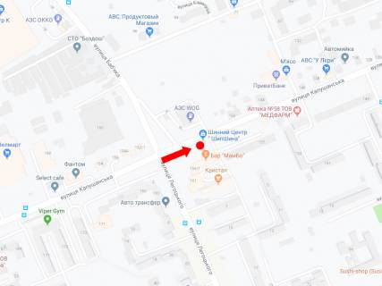 Билборд  в Ужгороде, 3x6  Капушанська (Перемоги) вул., 159 / Баб''яка вул., навпроти АЗС "WOG", в центр схема