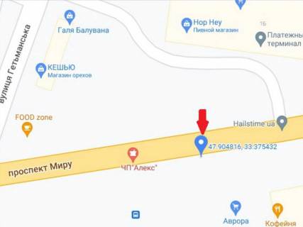 Сiтiлайт B у Кривому Розі, 1.8x1.2  Миру пр., у бік Центрально-Міського ринку схема