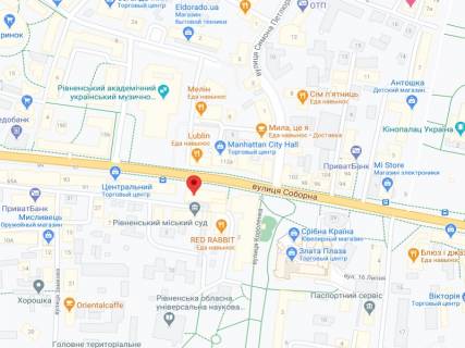 Видеоборд A в Ровно Соборна вул., 57, аптека "Волиньфарм", прайс за ролик 10 сек 1 вихід/5 хвилин, на двосторонньому екрані, від 144 виходів на день. Розрахунок для інших параметрів трансляції уточнюйте у менеджера. - 301499 схема