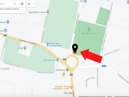 Билборд B в Прилуках Котляревського вул., біля запасного виходу зі стадіону "Супутник", коло схема