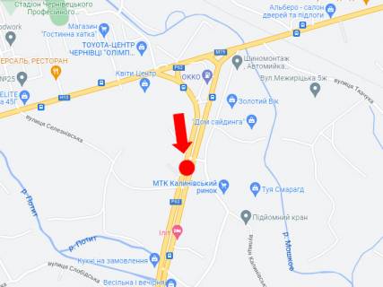 Билборд  в Черновцах, 3x6  Калинівська вул, навпроти ринку "Калинівський", роздільник, в бік центру схема