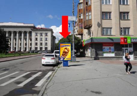 Ситилайт A в Житомире, 1.8x1.2  Соборна пл. / Кафедральна вул., біля БТА банку, Суду фото 1