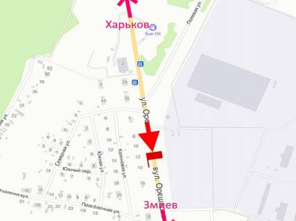 Билборд A в Васищеве, 3x6  Орешкова вул. - Північна вул., смт Васищеве, у бік м. Зміїв схема