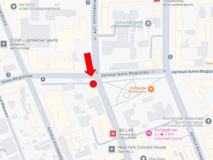Ситилайт A в Киеве, 1.8x1.2  Антоновича (кол. Горького) вул., 66, зупинка "вул. Федорова" схема