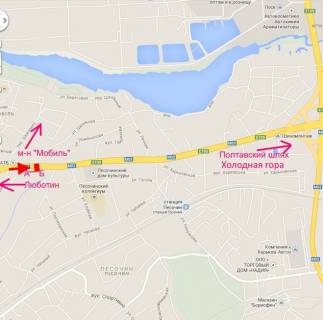 Билборд A в Песочине, 3x6  Полтавський шлях, с. Пісочин, Шкільна вул., (1), в центр схема