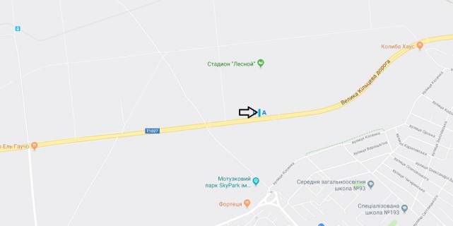 Билборд B в Киеве Велика кільцева дорога, навпроти Стадіон "Лісовий", в сторону м. Вишгород схема