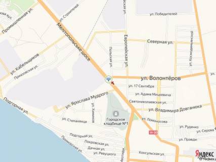 Билборд B в Бердянске Мелитопольское шоссе - Волонтеров ул. схема