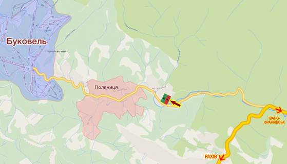Білборд, Бігборд (Борд)   у Буковелі, 3x6  с. Паляниця, в'їзд схема