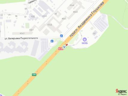 Билборд B в Киеве Глушкова пр., 42, навпроти, світлофор, з центру схема
