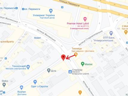 Видеоборд A в Киеве Старовокзальна вул., 17/107, фасад, прайс за трансляцію ролика 10 сек, 1 раз/60 сек цілодобово - 305557 схема