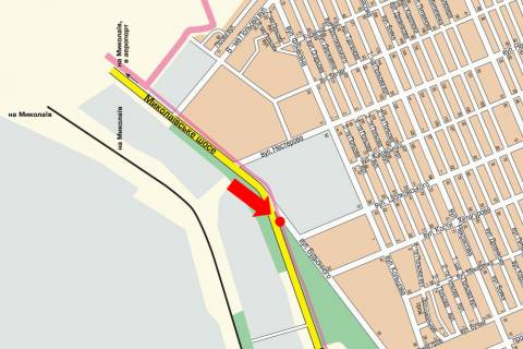 Билборд B в Херсоне, 3x6  Миколаївське шосе, біля автосалону "Укравто", в''їзд в місто (флажок) схема