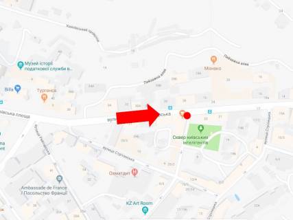 Ситискролл A в Киеве, 1.8x1.2  В. Житомирська вул. / Гончара вул., на світлофорі, в сторону вул. Хрещатик схема