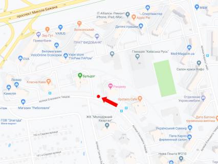Билборд  в Киеве, 3x6  Чавдар вул., 7, в сторону Дніпровської наб., пр. Бажана схема