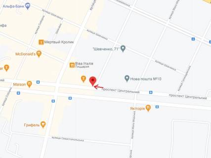 Сітіскролл A у Миколаєві Центральний просп. (Леніна просп.). - Шнеєрсона вул. (Карла Лібкнехта)., 39 схема