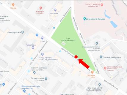 Ситилайт A в Киеве, 1.8x1.2  Іллєнко вул. (колиш. Мельникова вул.), 71 (навпроти) в сторону вул. Деревлянської схема
