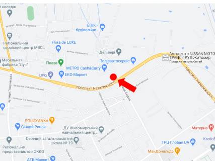 Призма A в Житомире, 3x6  Незалежності пр. (кол. Ватутіна вул.), 55 / Східна вул., біля супермаркету "METRO" - 300543 схема