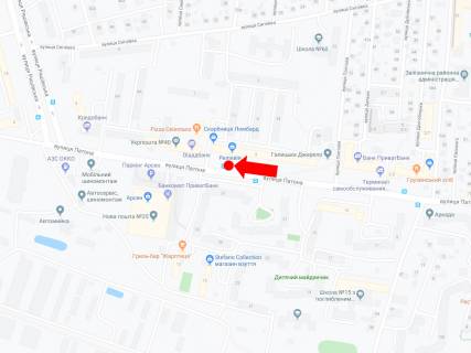 Сiтiлайт  у Львові, 1.8x1.2  Патона вул. 2 (зуп. "Патона"), навпроти супермаркетів "Арсен", "Фокстрот", в сторону вул. Городоцька схема