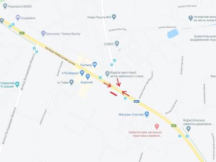 Видеоборд A у Борисполі Київський шлях вул., 14 ж, фасад ЦУМ "Київський Шлях", ціна за трансляцію ролика 15 сек 1 раз в 15 хвилин з 08:00 до 22:00. Прорахунок інших конфігурації уточнюйте у менеджерів - 290536 схема